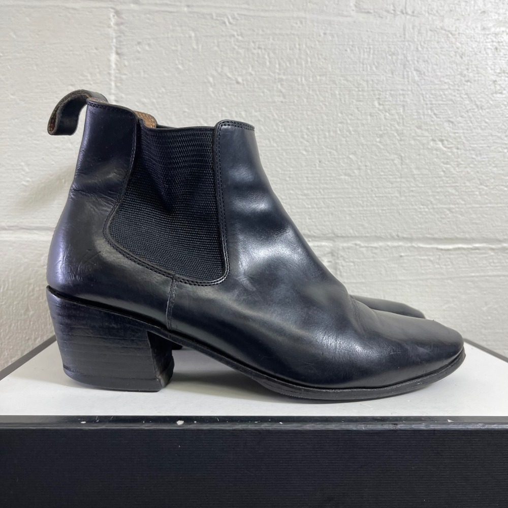 John Fluevog Cairo CA45 Black Leather Classic Chelsea Ankle Boots Pull On Mens 9
